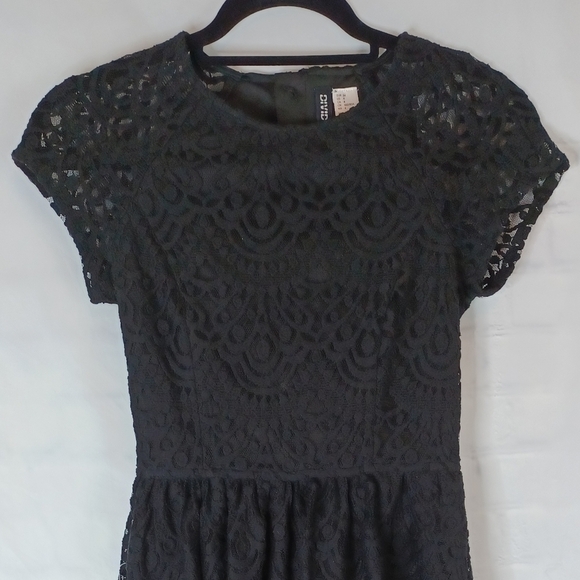 BLACK Goth Lace Mini Skater Dress in Size 4 by Divided. - Picture 2 of 7
